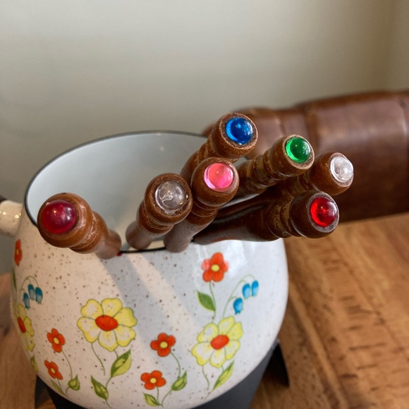 🌼vintage floral fondue set - Picture 11 of 14